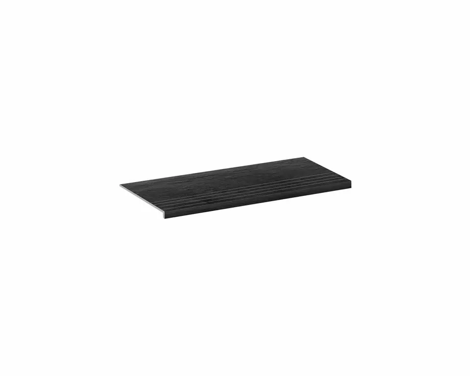Roca Tiles Piezas Peldaño Negro gradino gres nero ardesia