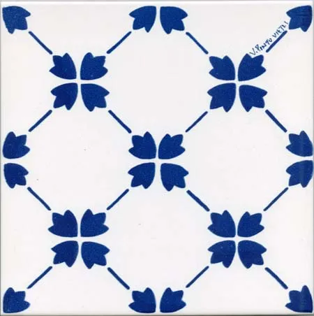 CERAMICA PINTO Antico Vietri Stampato VP79 piastrella maiolica stampa mano