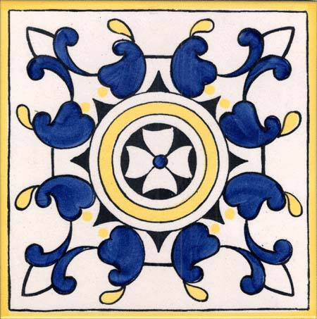 CERAMICA PINTO Antico Vietri Stampato VP15 piastrella maiolica decoro a mano
