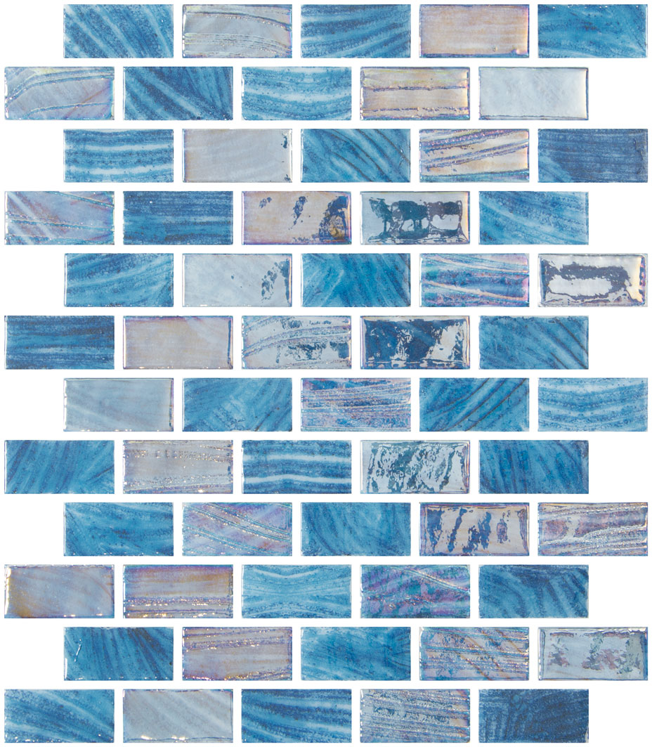 SQ Mosaic Identity Rectangle Wave mosaico blu 25x50 mm lucido
