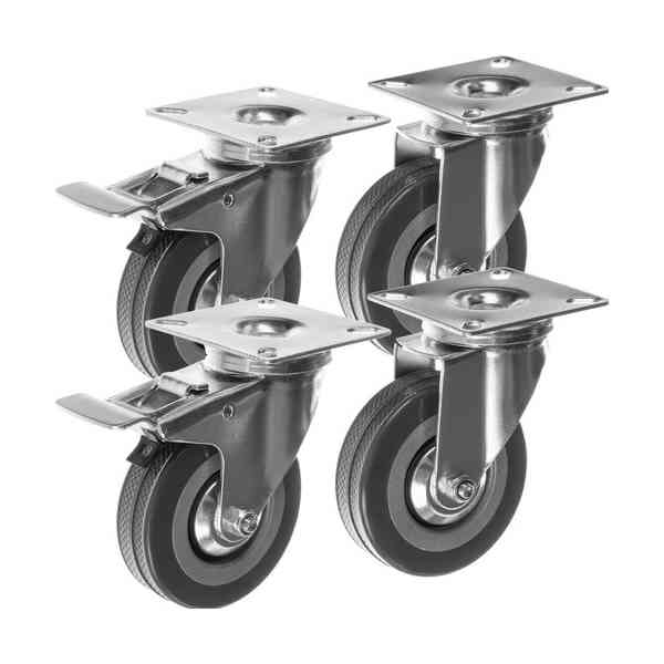 Malatec set 4 ruote girevoli 75 mm 220 kg con freno