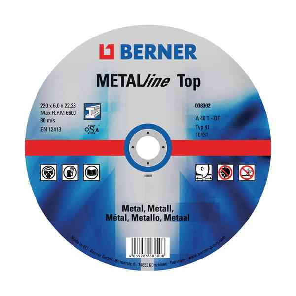 Berner METALline Top disco abrasivo 180x6x22,23 mm
