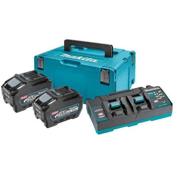 Makita XGT 40V set 2 batterie 5Ah + caricabatterie