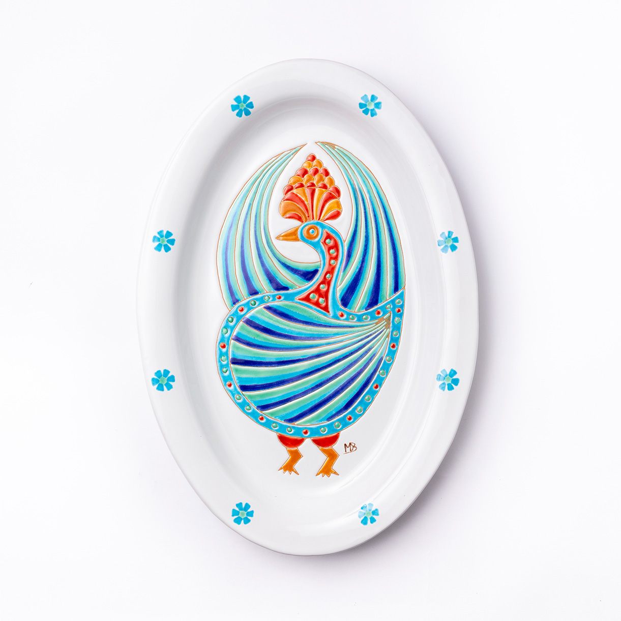 Cerasarda Arte della Tavola Pavoni 4 vassoio ovale 43,5 cm