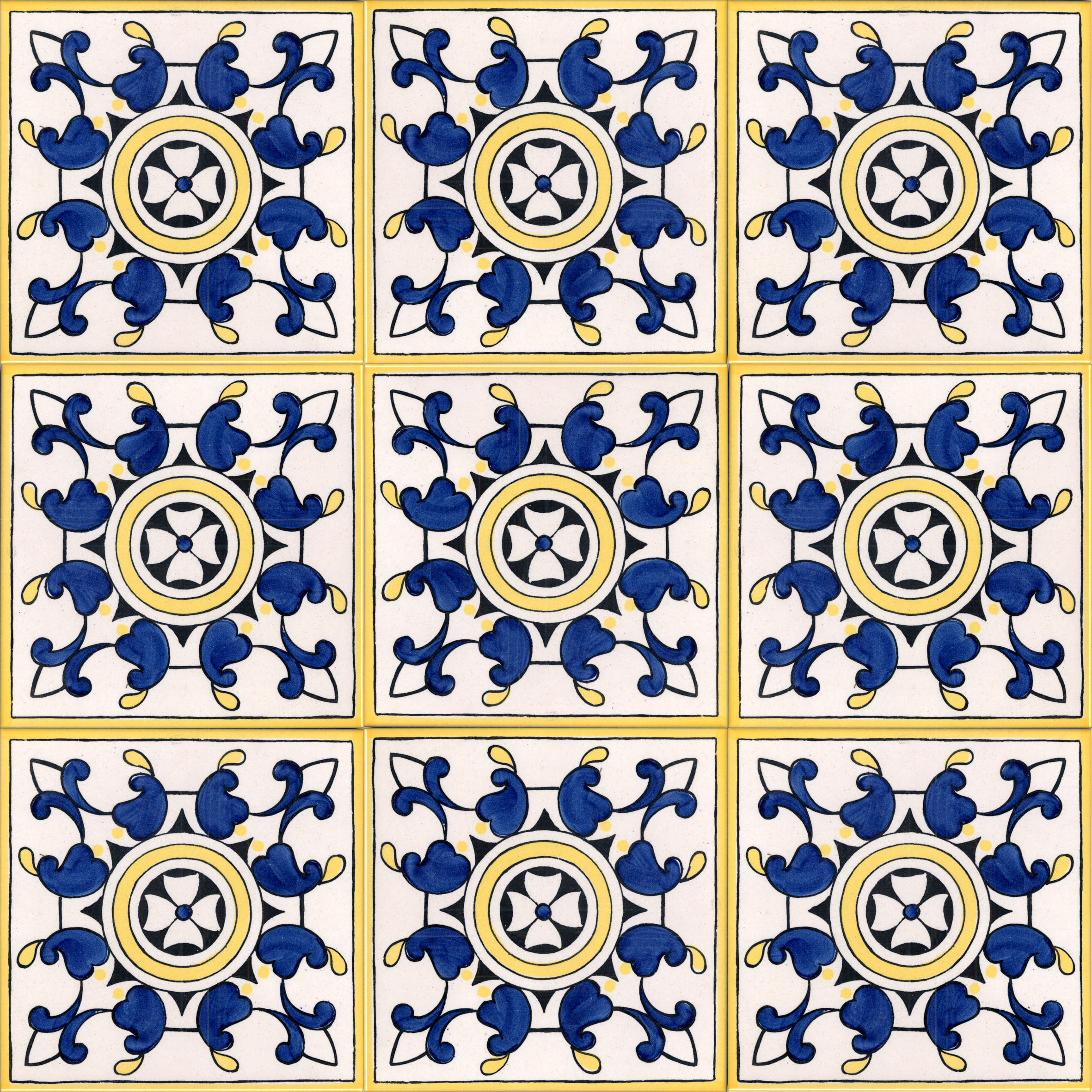 CERAMICA PINTO Antico Vietri Stampato VP15 piastrella maiolica decoro a mano