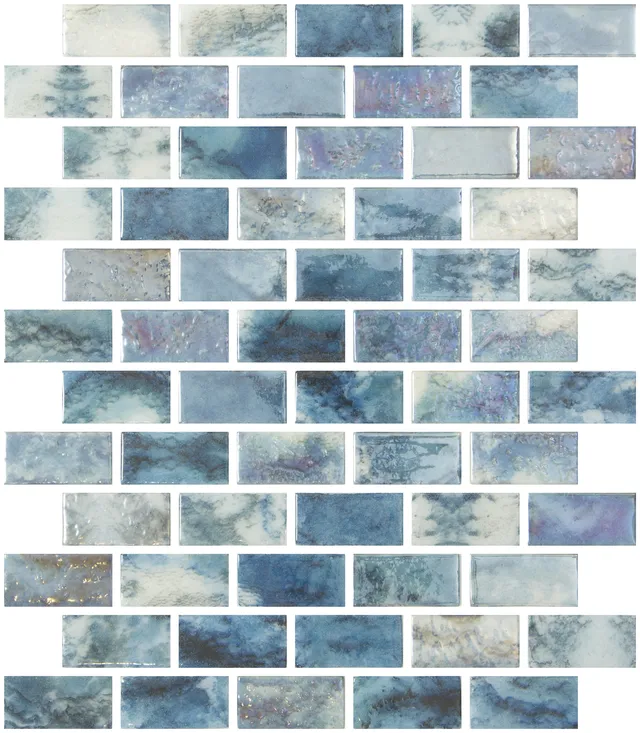 SQ Mosaic Identity Rectangle Lagoon mosaico azzurro 25x50 mm