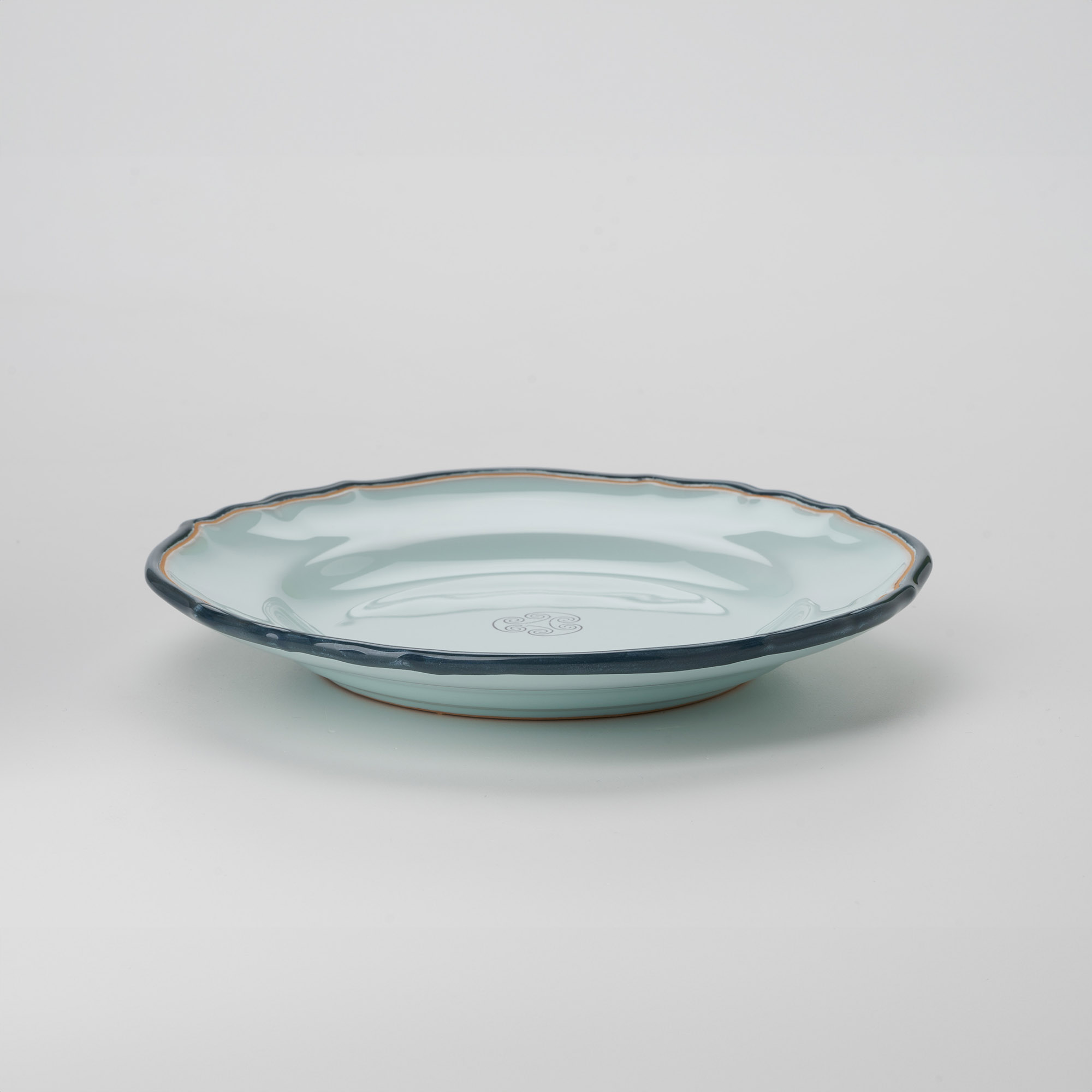 Cerasarda Arte della Tavola Piatto Dessert Monogram Celeste Velato