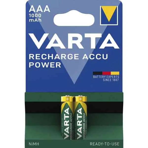 Varta Recharge Accu Power HR03 AAA pila ricaricabile 1000mAh 2pz