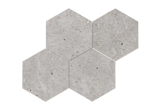 Roca Basel Gris mosaico esagonale effetto pietra grigio