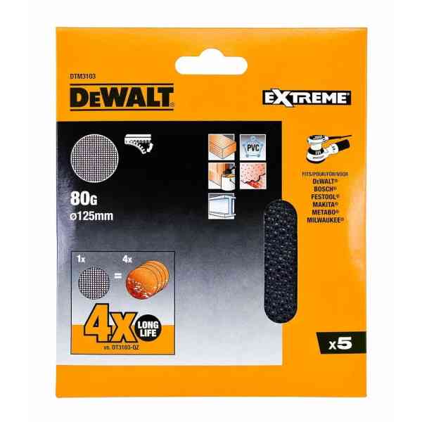 DeWalt DTM3103-QZ dischi abrasivi 125 mm P80 5 pezzi
