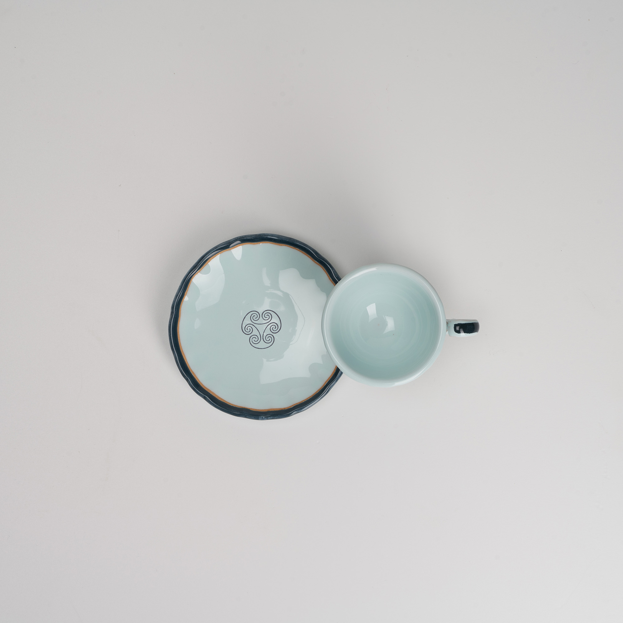 Cerasarda Arte della Tavola Set caffè Monogram Celeste Velato