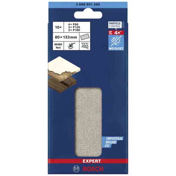 Bosch Expert M480 reti abrasive 80x133 mm 10 pezzi 80/120/180