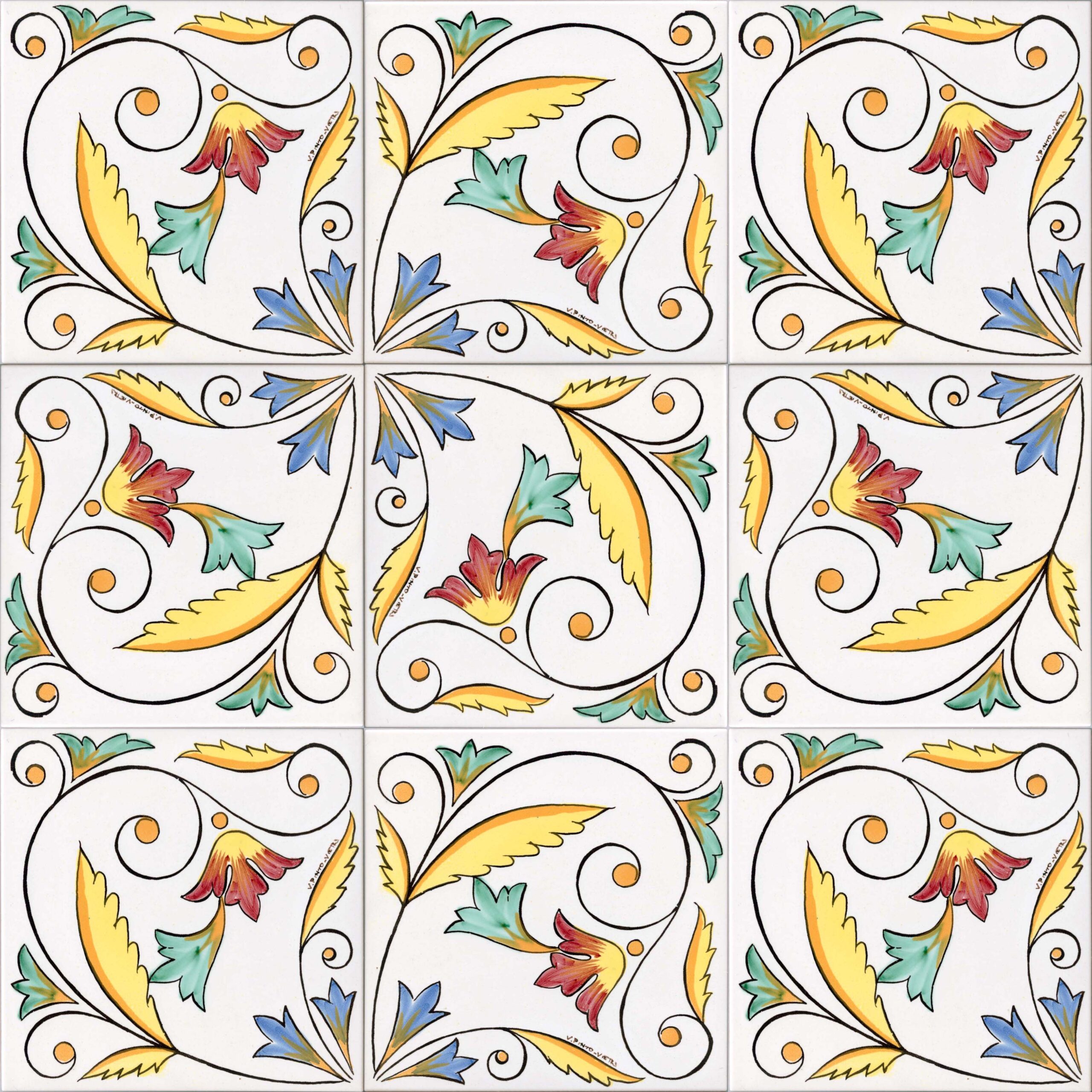 Ceramica Pinto Antico Vietri Stampato VP27 piastrella pennello e stampa