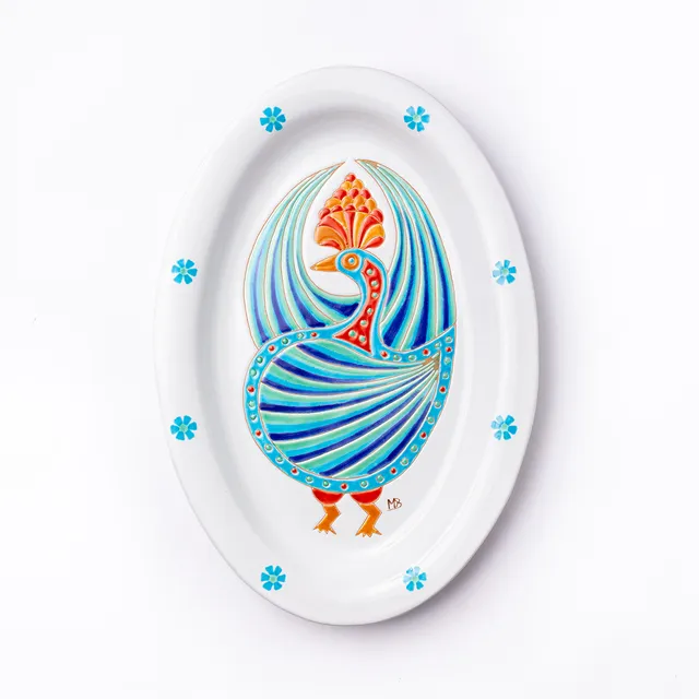 Cerasarda Arte della Tavola Pavoni 4 vassoio ovale 43,5 cm