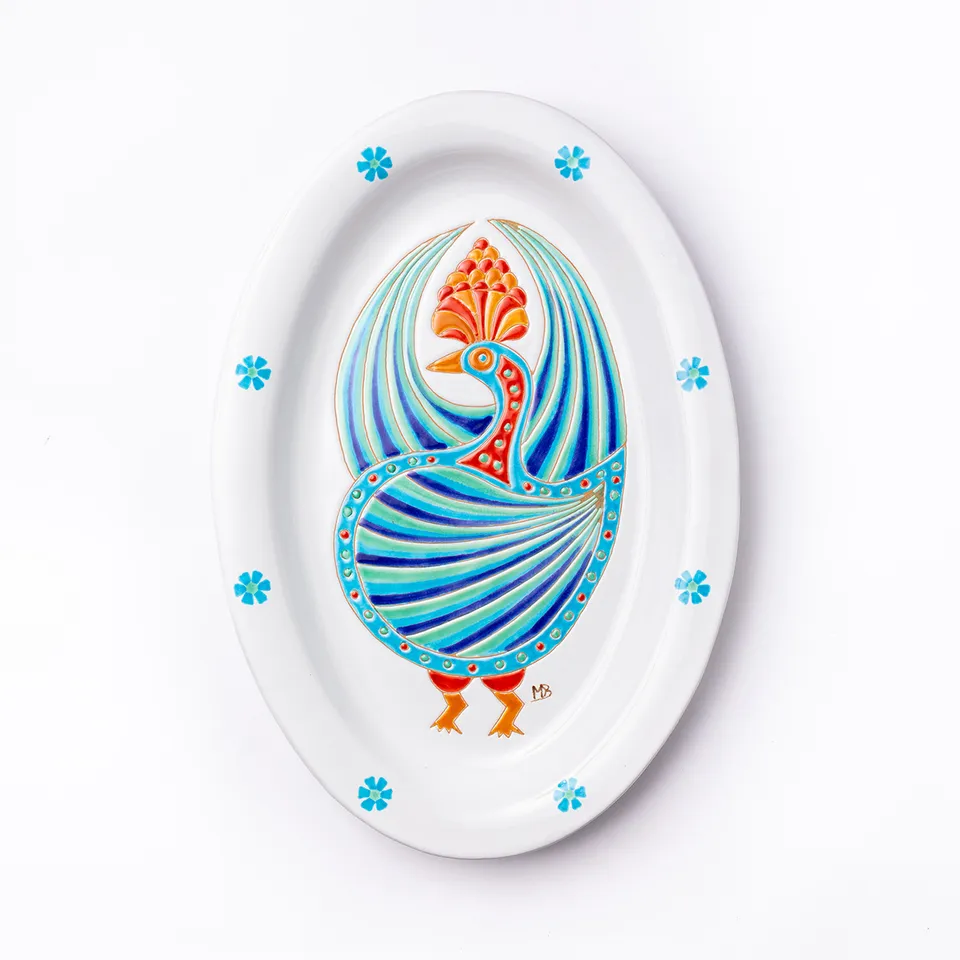 Cerasarda Arte della Tavola Pavoni 4 vassoio ovale 43,5 cm