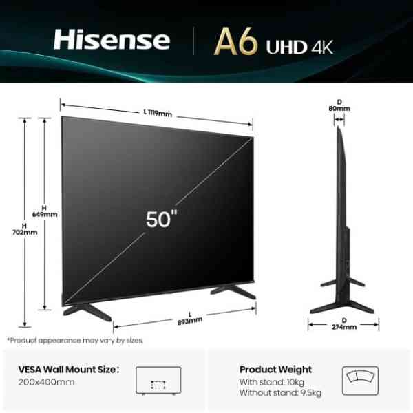 Hisense 50A6Q TV LED 50 pollici Dolby Vision vocale