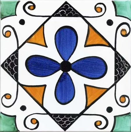 Ceramica Pinto Barocco Vietri VP14228 Piastrella Maiolica PS