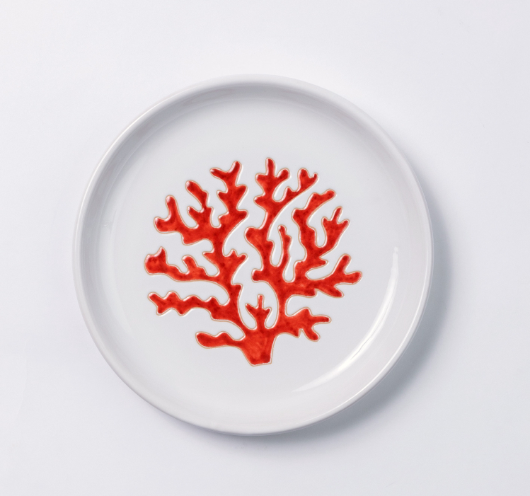 Cerasarda Arte della Tavola Piatto fondo Corallo rosso ceramica