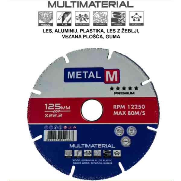 Metalm disco taglio universale 125x22,23 mm multiuso