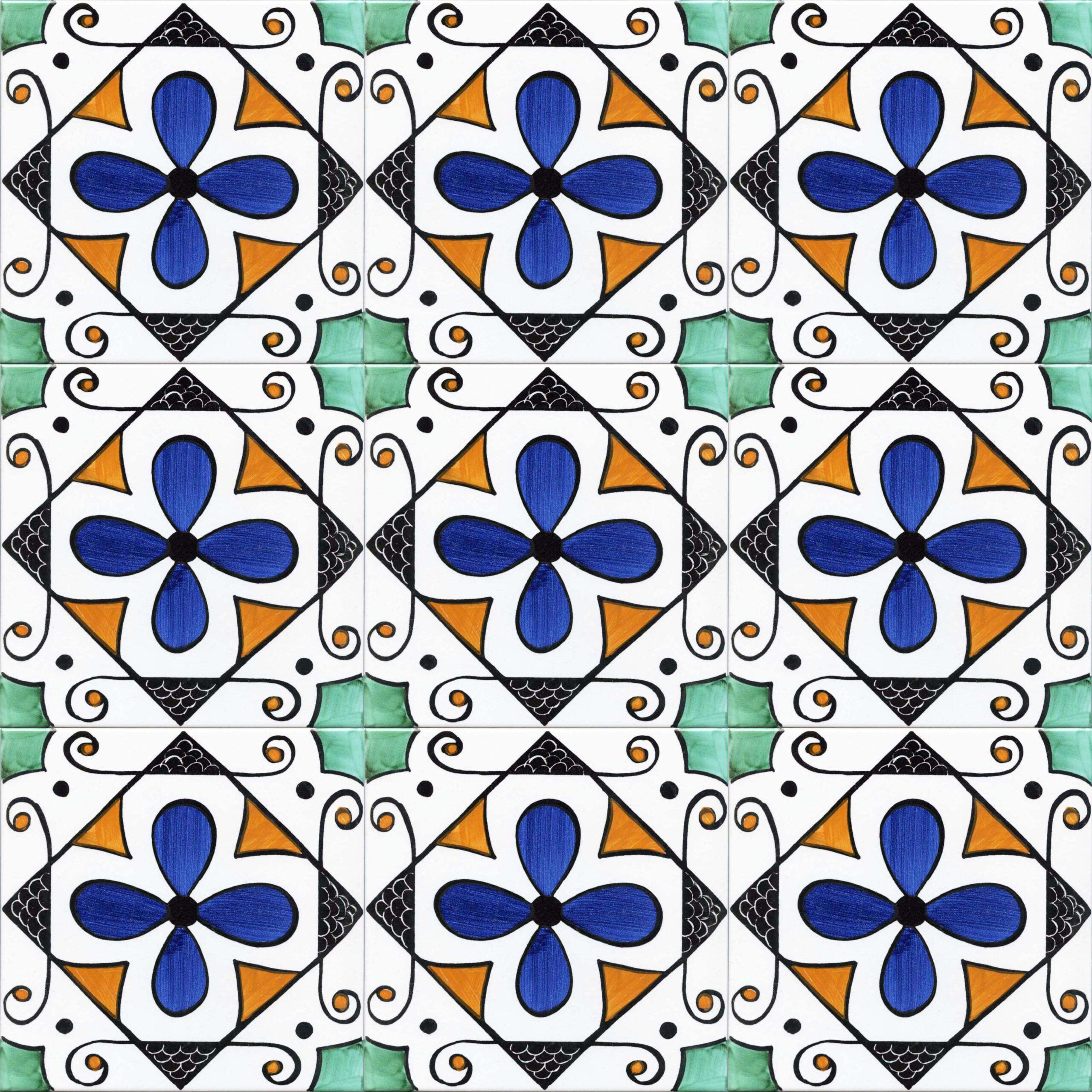 Ceramica Pinto Barocco Vietri VP14228 Piastrella Maiolica PS