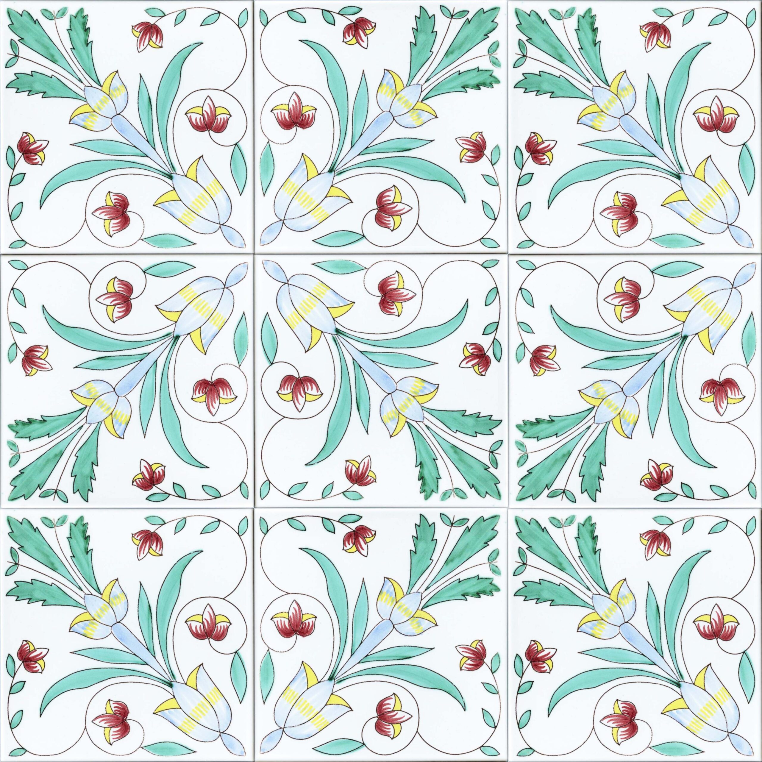 CERAMICA PINTO Antico Vietri Stampato VP28 piastrella maiolica decoro a mano