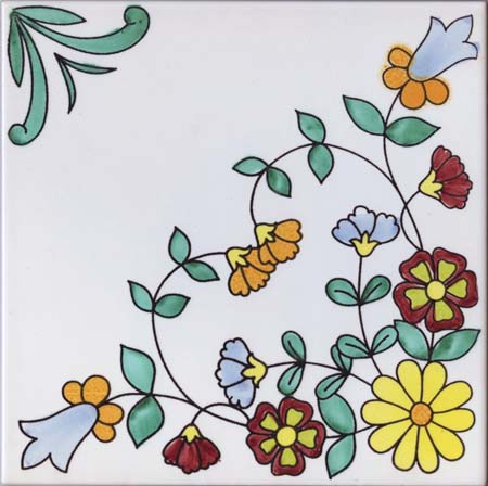 CERAMICA PINTO Antico Vietri Stampato VP34 piastrella mano
