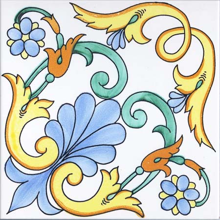 Ceramica Pinto Antico Vietri Stampato VP41 piastrella maiolica a mano