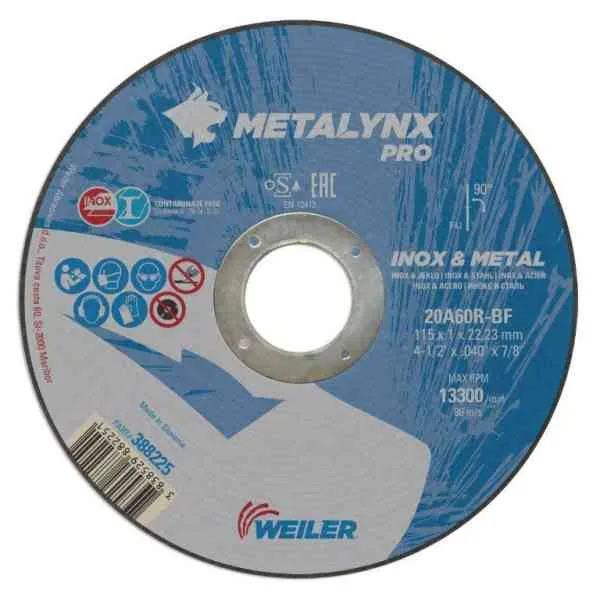 Weiler Metalynx Pro 115 Disco Taglio Inox 1 pz